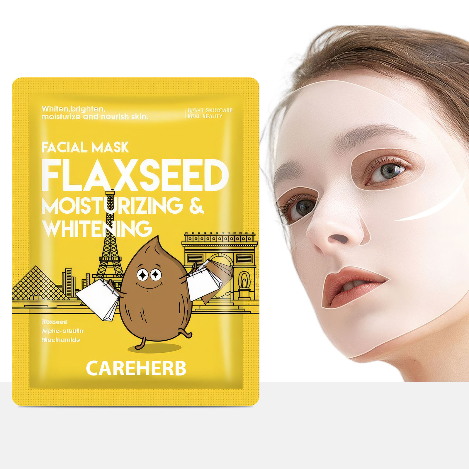 Masque facial de feuille de graine de lin