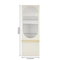 Cream-colored Handcrafted Solid Wood Tempered Glass Partition Screen Storage Rack Light Luxury Design for Living Room Entrance