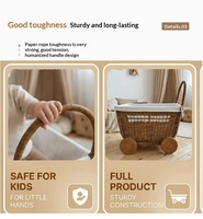 Chariot de rangement multifonctionnel en rotin tressé avec roulettes pour chambre d'enfant et décoration de crèche, panier en osier, organisateur de poussette