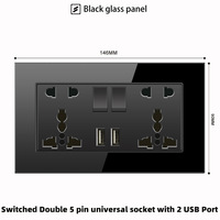 Enchufe de pared EU UK FR 13A Enchufe de pared USB eléctrico Panel de cristal de vidrio templado Toma de corriente Interruptor y enchufe de hogar inteligente