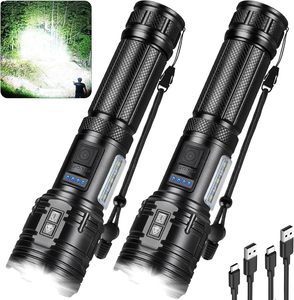 Linterna LED Recargable de Mano con Enfoque Ajustable y Zoom, 1000 Lúmenes, IP44 Impermeable, ABS, Alcance de Haz de +500m, Modo SOS, para Camping - Product Image 1