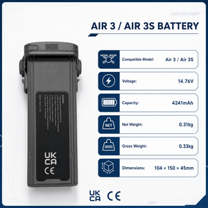 Batteria di Ricambio per Drone 4241mAh 14.76V per DJI Air <span class=keywords><strong>3</strong></span> e Air 3S, Polimero di Litio per Imaging Aereo - Product Image 1