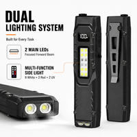 Lampe torche tactique LED rechargeable 10W 1200LM, type-C, torche de poche plate, lumière rouge UV, affichage numérique, IP44, finition mate, pour le camping