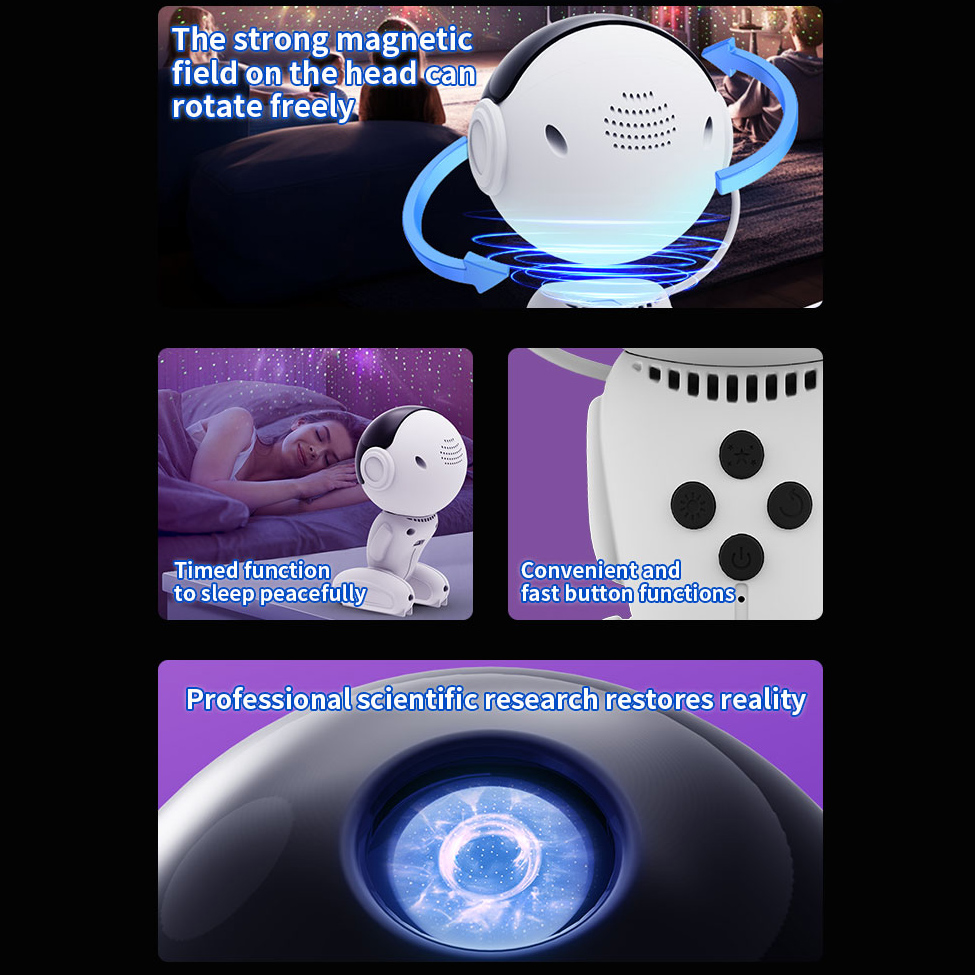 Robot Black Hole Star Projector Light - LED Nebula Galaxy Night