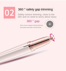 Tondeuse à sourcils rechargeable 2 en 1, épilateur facial pour femmes, rasoir électrique indolore pour le <span class=keywords><strong>visage</strong></span> avec lumière LED, étiquette privée OEM - Product Image 2