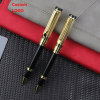 Nouveau stylo à bille à motif grec, stylo professionnel haut de gamme en métal noir et or avec texture raffinée et écriture fluide