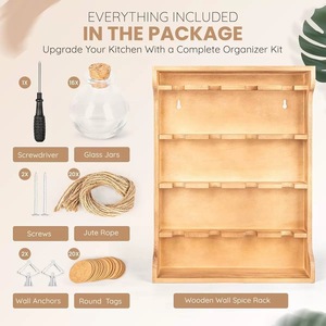 Étagère à épices murale en bois à 4 niveaux avec bocaux en verre pour l'organisation des épices et des condiments dans la cuisine - Product Image 4
