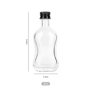 Botella de Vidrio Flint Redonda de 50 ml, Económica y Creativa, para Ginebra, Whisky, Brandy, Vodka y Otras Bebidas Alcohólicas, con Corcho - Product Image 5