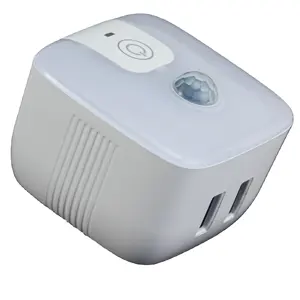 现代两步调光便携式Pir运动传感器发光二极管墙壁插座，带Usb充电器夜灯电动塑料-5-40