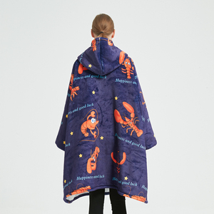 Couverture polaire à <span class=keywords><strong>capuche</strong></span> personnalisée en usine avec grande poche surdimensionné Sherpa en peluche sweats portables adultes enfants - Product Image 6