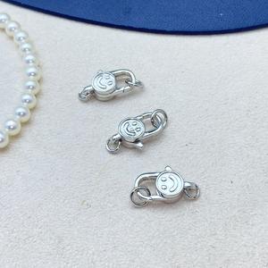 Cadena de suéter de plata S925 hecha a mano, diseño de sonrisa, con un solo botón, a la moda, accesorio de perlas para bricolaje, hebilla de cuentas, fornituras de joyería - Product Image 3