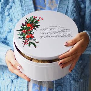 Wholesale Metal Packaging White Round Metal Tin Children Candy Packaging 8 Inch Cookies Cake Tin Box With Lids - Product Image 1
