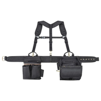 Système de sac à dos anti-pression, ceinture porte-outils combinée confortable pour électricien, en toile personnalisée 1608, 28 poches, noir