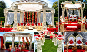 Exquisite Diamond Carved Wedding Mandap Indian Wedding Ivory Mandap Decoration Imperial Ivory Crystal Wedding Fiber Mandap USA - Product Image 6