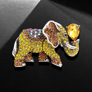 Go Party Fashion Rhinestone Crystal Brooch Pins Corsage Elephant Brooches For Women Girls Elephant Pendant Jewelry Accessories
