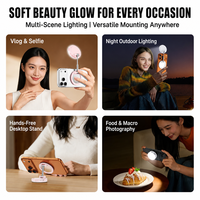 Lampu Selfie Magnetik Kompatibel MagSafe, Lampu Isi Daya Ponsel Lipat, Tipe-C Dapat Diisi Ulang 400mAh, Untuk Vlogging dan Siaran Langsung