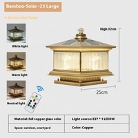 Geheel Koperen Buiten Led Zonne-Energie Waterdichte Pijlerlamp Voor Binnenplaats Villa Non-Punch Gate Elektrische Afrastering Beste Zonne-Tuinverlichting