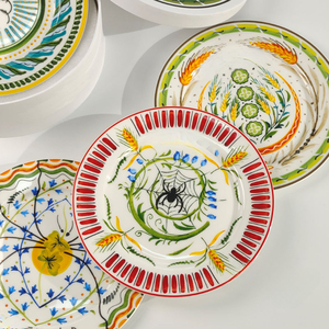 Nouvelle série rétro Printemps : Ensemble de 4 assiettes en céramique haut de gamme pour repas occidentaux, coffret cadeau pour fêtes et légumes - Product Image 5