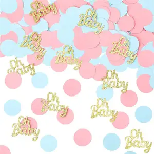 Glitter Oh Baby Ronde Liefde Pentagram Papier Blauw Roze Goud Confetti Baby Shower Decoratie Voor Gender Onthullen Feest Tafel Decors