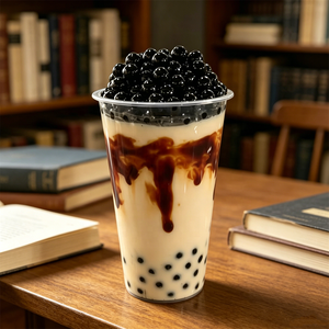 แก้วพลาสติก GREASOURCE รุ่นรักษ์โลก ขนาด 500 มล. ลายคาราเมล สำหรับชานมไข่มุก ขนาด 90 มม. ลายเครป พร้อมไข่มุกสีดำ สำหรับร้านกาแฟและของหวาน - Product Image 6