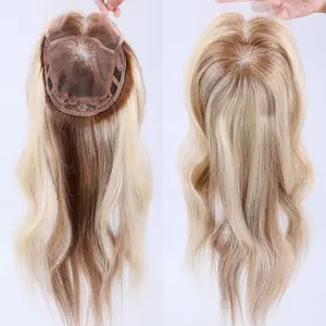 100% europeo vergine top mono toupee dei capelli umani topper anteriore del merletto dei capelli delle donne topper bionda