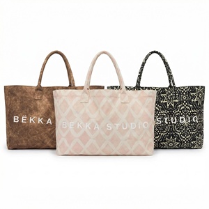 Sac fourre-tout en coton de qualité supérieure, motif diamant, grande capacité, sacs à bandoulière pour femmes, sac de courses pliable avec poignée ronde - Product Image 1