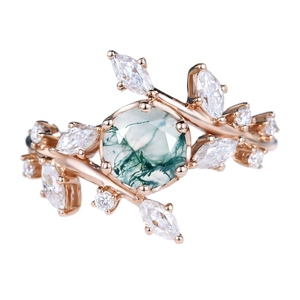 Vintage Summer Sale Solid Gold Natural Moss Agate Bezel Setting Branches Design Customizable Handmade Women's <b>Ring</b> - Product Image 2