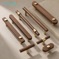 Poignées de meuble en bois et laiton, poignées en noyer, hêtre, frêne blanc, boutons de tiroir et de porte en bois pour armoires et meubles