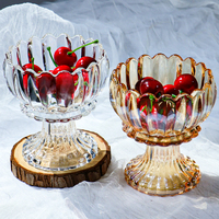 Vente en gros de bols à fruits en verre à pied haut, design minimaliste, style chinois unique, pour salle à manger