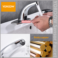 Robinet de lavabo en laiton à capteur automatique de haute qualité Robinet sans contact monté sur pont de conception moderne pour économiser l'eau pour les lieux publics