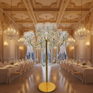 เชิงเทียนคริสตัลโลหะทรงสูง 120 ซม. จากโรงงานโดยตรง สำหรับตกแต่งงานแต่งงาน - Product Image 1