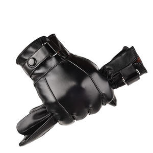 Moda invernale calda impermeabile da uomo in finta pelle guida Touch Screen guanti neri in pelle sintetica guanti - Product Image 4