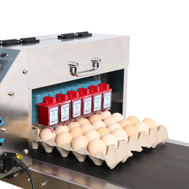 6 Heads Automatic TIJ Egg Printing/Coding/Marking Machine with Edible Ink 1 Year Warranty High Productivity New Egg Tray Printer