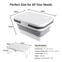 Seau pliable 20 litres en plastique PP TPR de qualité alimentaire avec couvercle, transformable en table d'extérieur