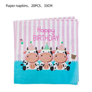 Decoraciones para Fiesta de Cumpleaños con Temática de Vaca Rosa, Artículos para Fiesta de Cumpleaños de Niña, <span class=keywords><strong>Kit</strong></span> de Vajilla Desechable - Product Image 5