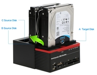 Multifuncional 2,5 "/3,5" USB 3,0 a 2 puertos SATA 1 puerto IDE HDD externo Disco Duro estación de acoplamiento lector de tarjetas USB3.0 Hub