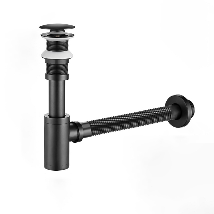 Tubo corrugado negro mate sin rebosadero.
