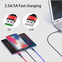 Câble de charge multi-ports, câble de charge 3 en 1, câble USB tressé en nylon, cordon de charge universel avec Type-C, Micro USB et IP