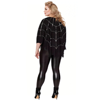 Poncho de lentejuelas con diseño de telaraña para mujer, disfraz de Halloween, capa brillante de malla, talla única, estilo occidental, venta al por mayor