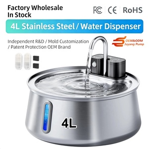 Bebedero Inalámbrico <span class=keywords><strong>de</strong></span> Acero Inoxidable <span class=keywords><strong>para</strong></span> Gatos, 4L 135oz, Dispensador Automático <span class=keywords><strong>de</strong></span> Agua <span class=keywords><strong>para</strong></span> Mascotas, Bebedero Recargable <span class=keywords><strong>para</strong></span> Gatos y Perros - Product Image 1
