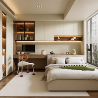 Armoire de chambre moderne et simple en bois massif, intégrée au bureau, avec éclairage LED, pour chambre d'enfant, maison, famille, hôtel