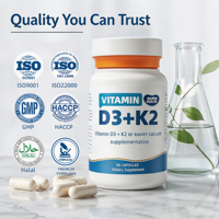 Vitamine D3 K2 en stock, 60 capsules, haute absorption, soutien au calcium, santé osseuse, amélioration de l'immunité, pour nouveau-nés, biberon, adulte, complément alimentaire quotidien