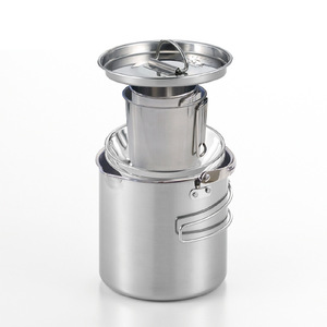 Ensemble bouilloire pliable en acier inoxydable 5 L, batterie de cuisine portable pour camping, comprenant marmite, bol et tasse à eau, avec système de suspension - Product Image 2