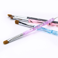 Kit de stylos à double tête pour nail art avec manche en plastique acrylique texture marbre, pinceaux à ongles français à poils en nylon