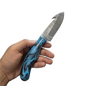 Couteau à lame fixe en acier Damas avec manche coloré, personnalisable pour la chasse, le camping et la survie - Product Image 3