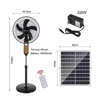 Ventilateur de sol sans balais à énergie solaire FS218 de 16 pouces, panneau solaire, charge de téléphone portable, lumières LED, charge DC/AC, répulsif anti-moustiques