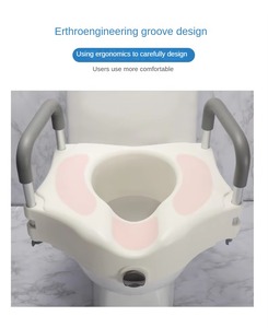 Asiento de Inodoro Elevado Ajustable en Altura, Color Blanco, con Reposabrazos Acolchado Extraíble y Tapa, para Personas Mayores, Suministrado por Fábrica - Product Image 6