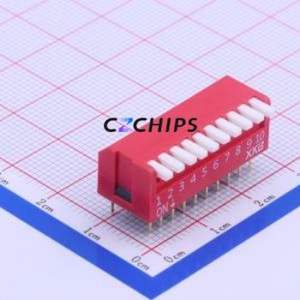 DPL-10RP DIP Switch Through hole Component (THT) Switch Piano Key Single Pole Single Throw 10 PC Pin - Product Image 1