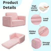 Canapé-lit convertible 2-en-1 pour enfants, fauteuil moelleux en mousse nuageuse, coussin d'intérieur pour enfants