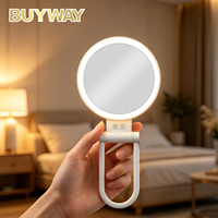 Miroir de maquillage LED 2-en-1 portable et de bureau, miroir de voyage pliable avec lumière réglable grossissante 1X/10X OEM